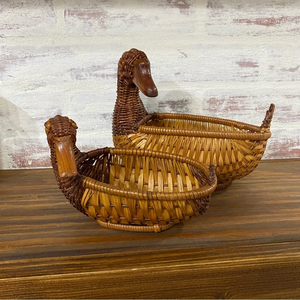 Vintage Wicker Nesting Ducks Baskets - Picture 1 of 7